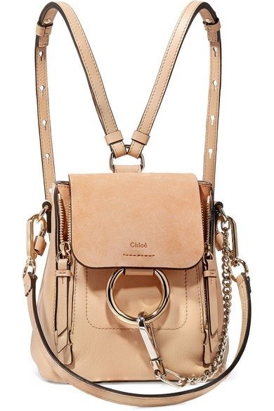 Faye mini textured-leather and suede backpack