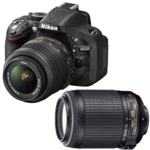 (翻新)尼康D5200 2410万像素单反数码相机 + 18-55mm + 55-250mm VR双镜头套装