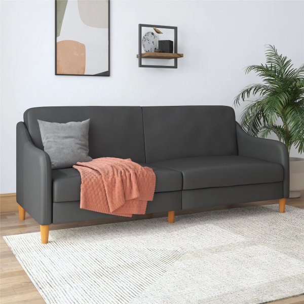 DHP Jasper Coil Futon, Convertible Sofa & Couch, Gray