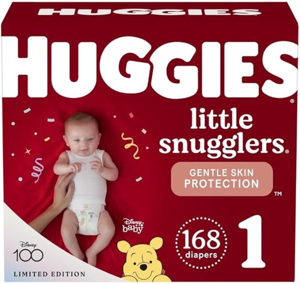 Baby Diapers Size 1 (8-14 lbs), 168ct, Huggies Little Snugglers