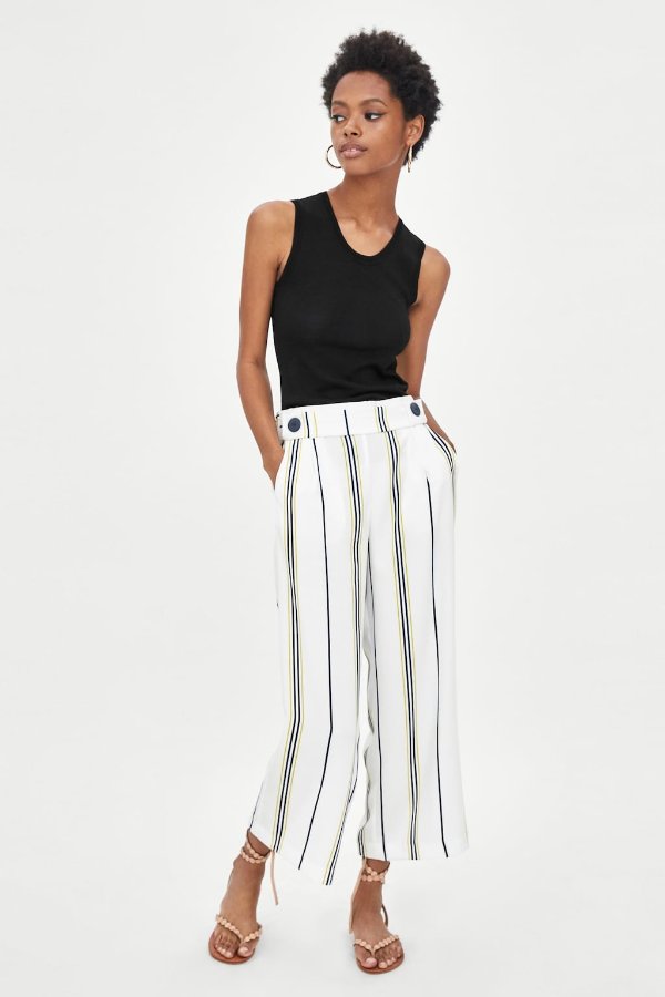 FLOWING ANKLE-LENGTH TROUSERS WITH BELT