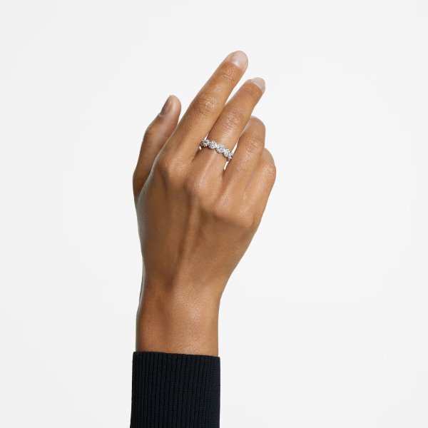 Constella ring, Round cut, Pave, White, Rhodium plated by SWAROVSKI