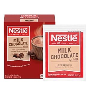 Nestle Hot Chocolate Packets, Milk Chocolate Flavor Hot Cocoa Mix, Made with Real Cocoa, 0.71 oz Sachets, Bulk Pack (60 Count)