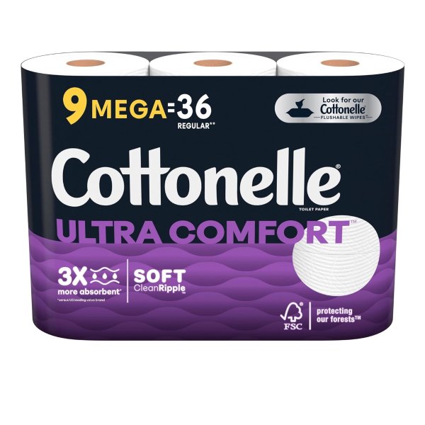 Ultra Comfort Toilet Paper, 2-Ply,9 Rolls