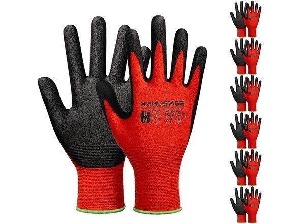 MANUSAGE Safety Work Gloves Men and Women, Microfoam Nitrile Work Gloves  Medium, Thin Work Gloves With Touchscreen Fingers, Work Gloves Women, Men's work  gloves with grip, 6 Pairs, Grey MANUSAGE 工作手套6双17.99