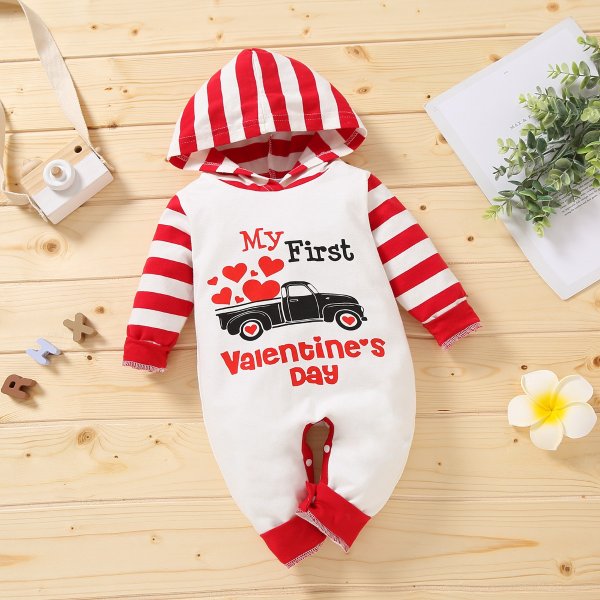 Baby Unisex casual My First Valentine's Day Letter Jumpsuits