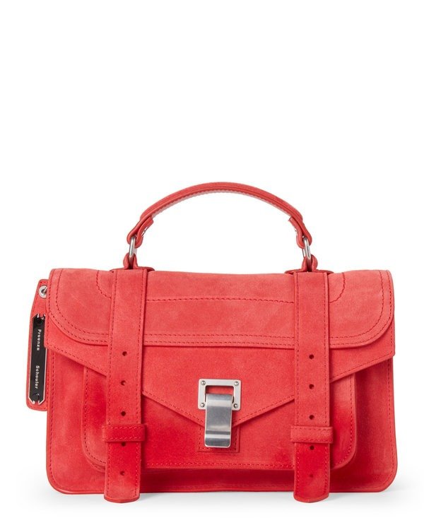 Red PS1 Tiny Suede Satchel