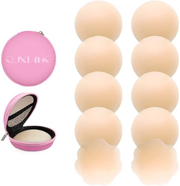 5 Pairs Pasties Women Nipple Covers Reusable Adhesive Silicone Nippleless Covers (4 Round+1 Flower)