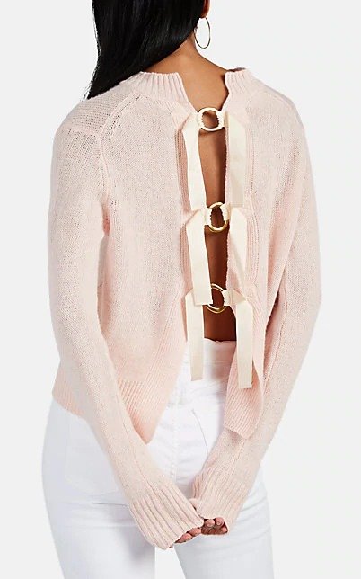 Ribbon-Ring-Back Linen-Cashmere Sweater Ribbon-Ring-Back Linen-Cashmere Sweater