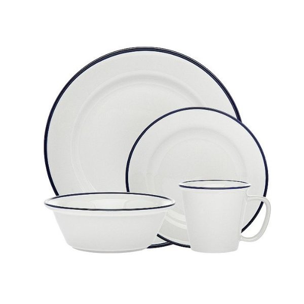 Bistro Blue Band 16-PC Porcelain Dinnerware Set