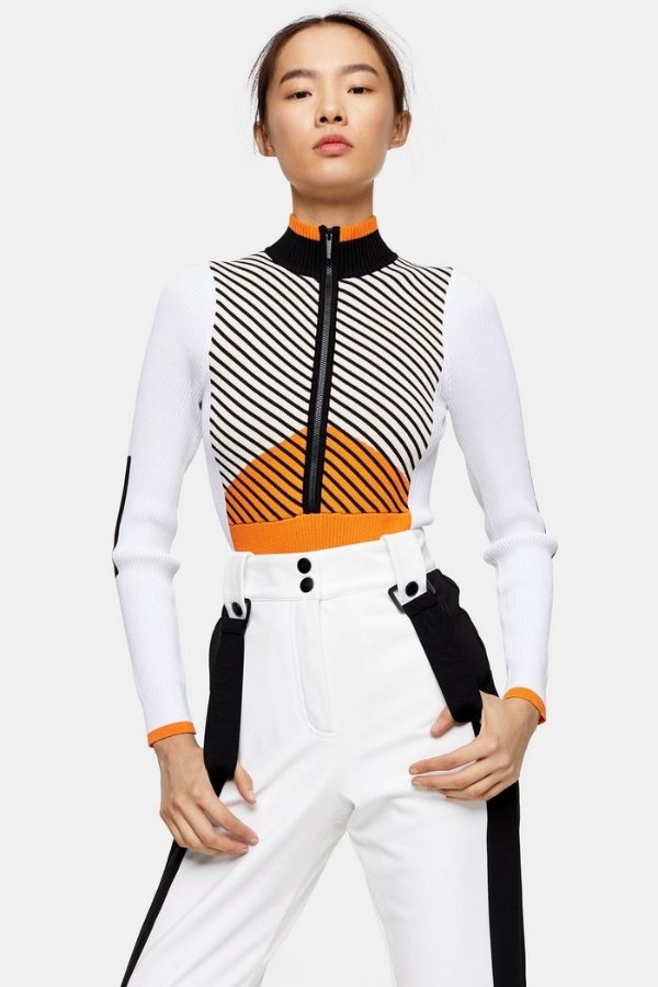 **Orange Knitted Layering Ski Bodysuit by Topshop SNO