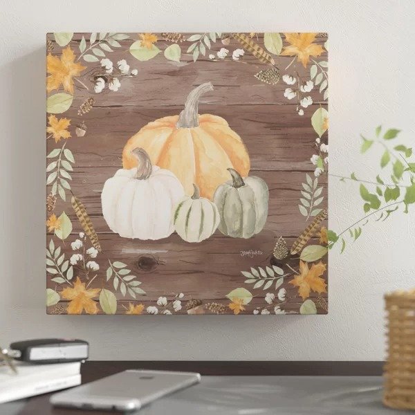 'Autumn Offering II Dark' Graphic Art Print on Canvas