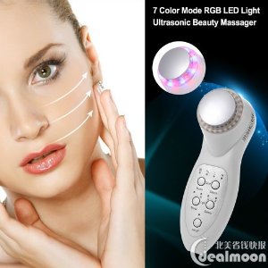 RGB LED Light Ultrasonic Facial Massager Anti-Ageing Facial Skin Appliance Z6T7 @ eBay