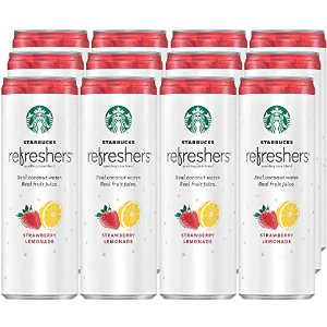 Ending Soon: Starbucks, Refreshers with Coconut Water, Strawberry Lemonade, 12 fl oz. cans (12 Pack)