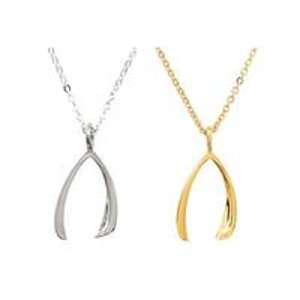 Samantha Faye Wishbone Necklaces in Sterling Silver or Yellow Gold. 