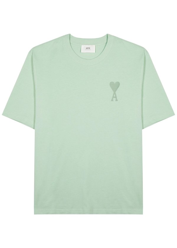 Mint logo-embroidered cotton T-shirt