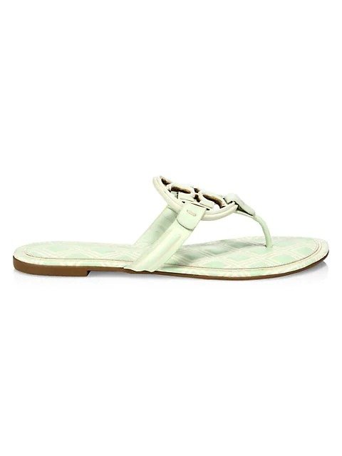 Miller Metal Print Leather Thong Sandals