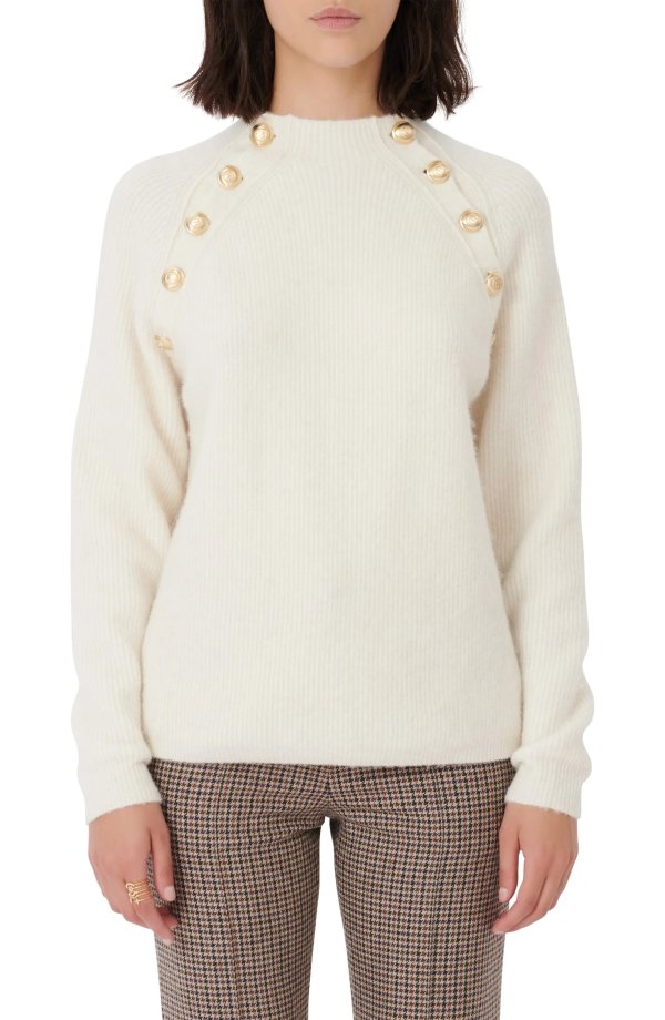 Button Detail Ribbed Sweater