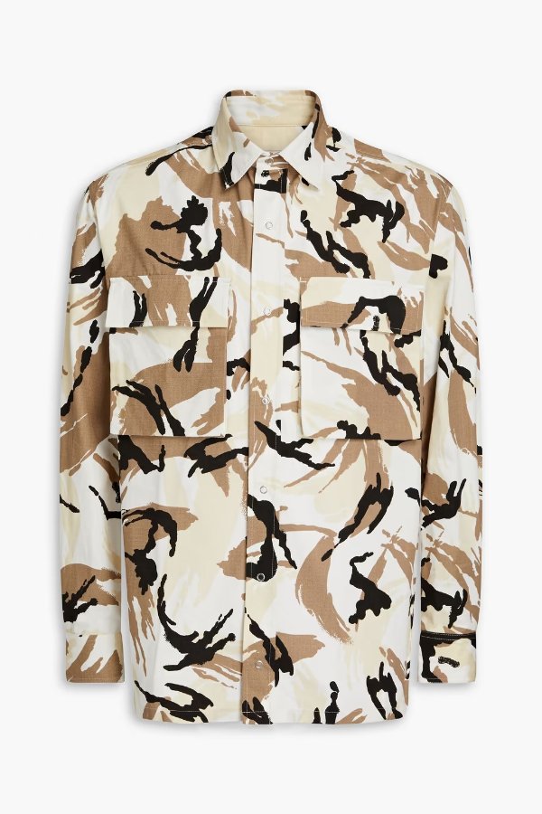 Camouflage-print cotton-overshirt