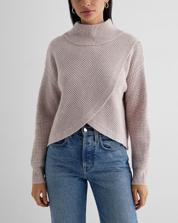 Reversible Mock Neck Crossover Sweater