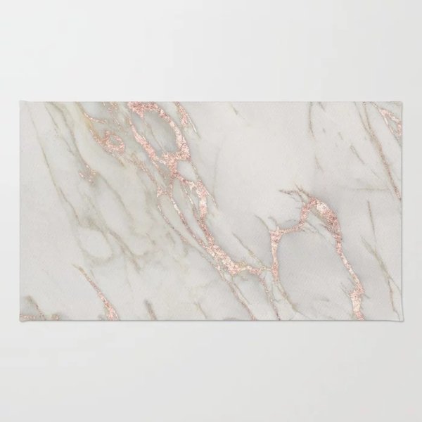 Marble Rose Gold Blush Pink Metallic by Nature Magick Rug by naturemagick