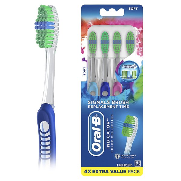 Indicator Color Collection Manual Toothbrush, Soft, 4 Count