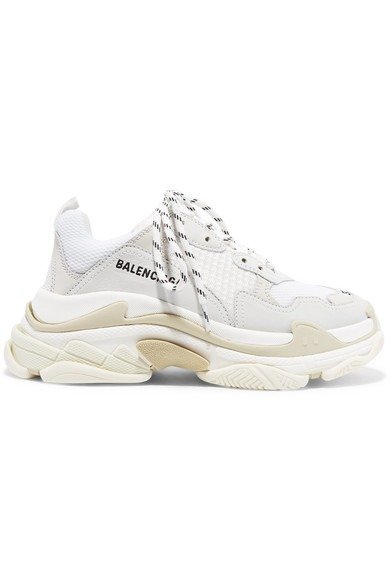 Triple S suede, leather and mesh sneakers