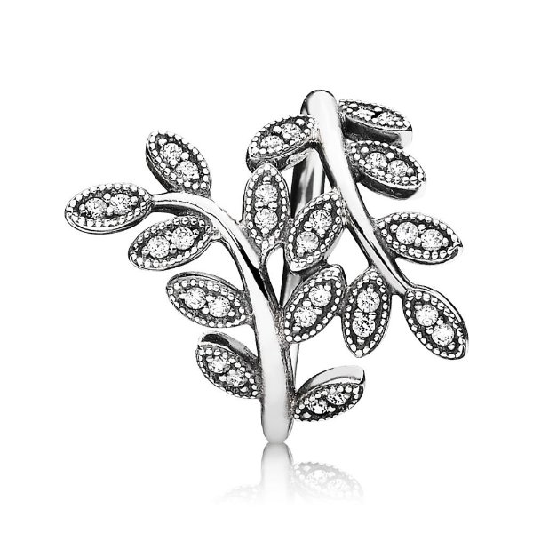 Sparkling Leaves Ring, Clear CZ