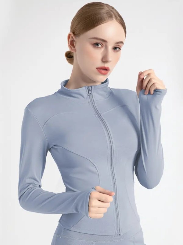 Casual Sports Zip Up Yoga Fitness Running Jacket Soft Solid Long Sleeve Sports Top - Sports & Outdoors - Temu