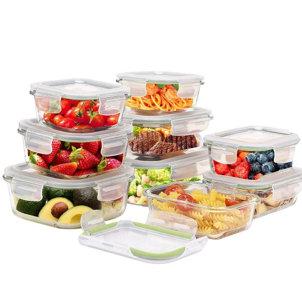 ROSOS Glass Food Storage Containers with Lids 18 Pieces