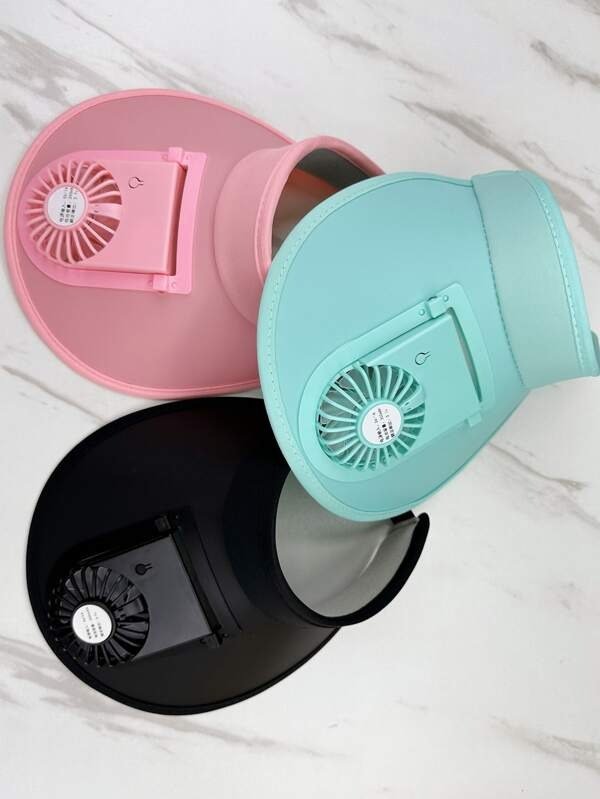 USB Rechargeable fan hat candy color visor hat adjustable casual sun hat UV protection travel beach