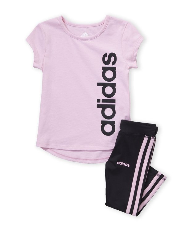 (Toddler Girls) Two-Piece Pink Tee & Tricot Capri Leggings Set
