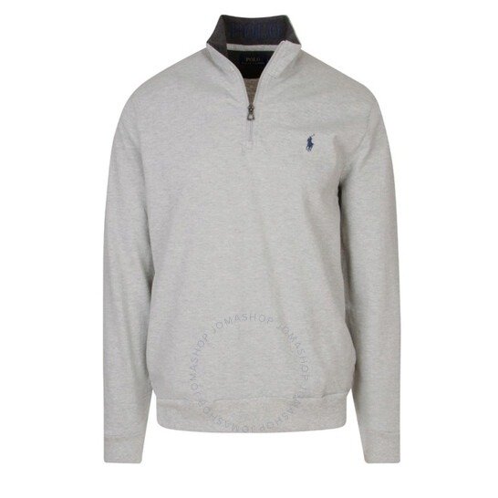 Grey Cotton Mesh Half-Zip Sweatshirt