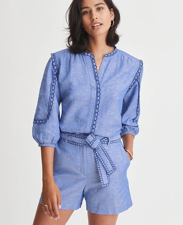 Chambray Scalloped Popover | Ann Taylor