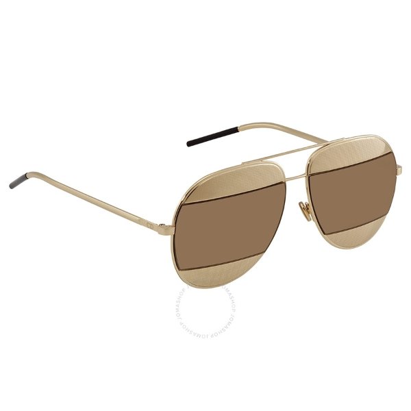 Gold Pixel Brown Aviator Unisex Sunglasses DIORSPLIT1 J5G/5V 59