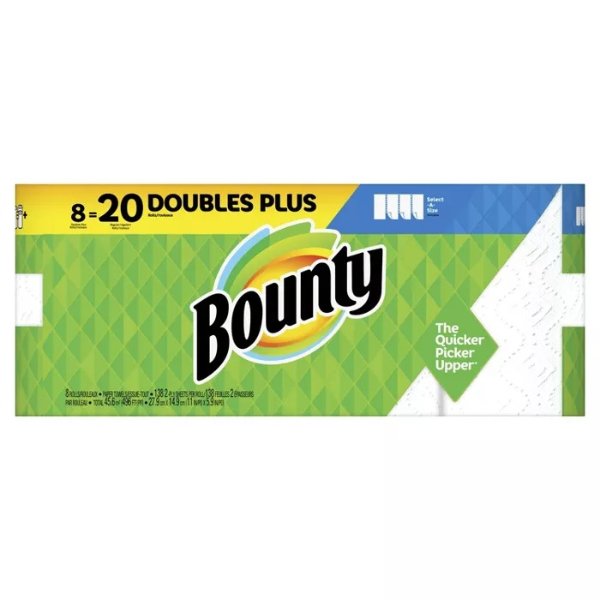 Select-A-Size Paper Towels White - 8 Doubles Plus Rolls = 20 Regular Rolls
