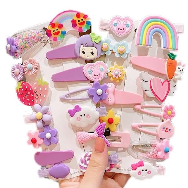 28 Pcs Cute Colorful Hair Clips Hair Accessories Fruit Flower Dessert Barrettes Hairpins for Baby Girls Teens Toddlers