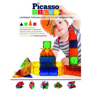 新低！Picasso Tiles透明3D磁性建筑玩具60片装