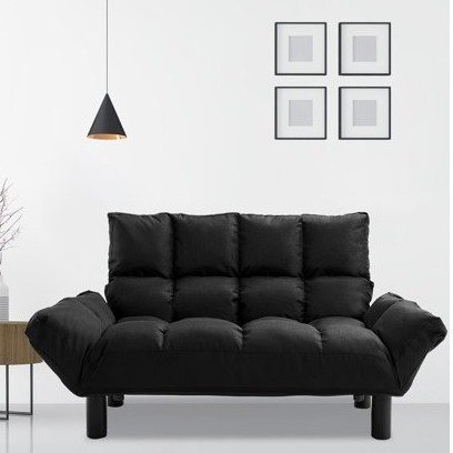 Harper&Bright Designs Adjustable Backrest Loveseat, Black