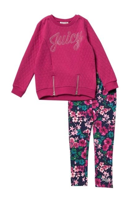 Sweatshirt & Floral Leggings Set (Little Girls)