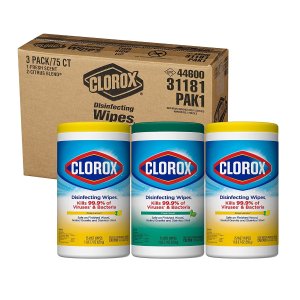 Clorox Disinfecting Wipes Value Pack, 75 Ct Each, Pack of 3 (Package May Vary)