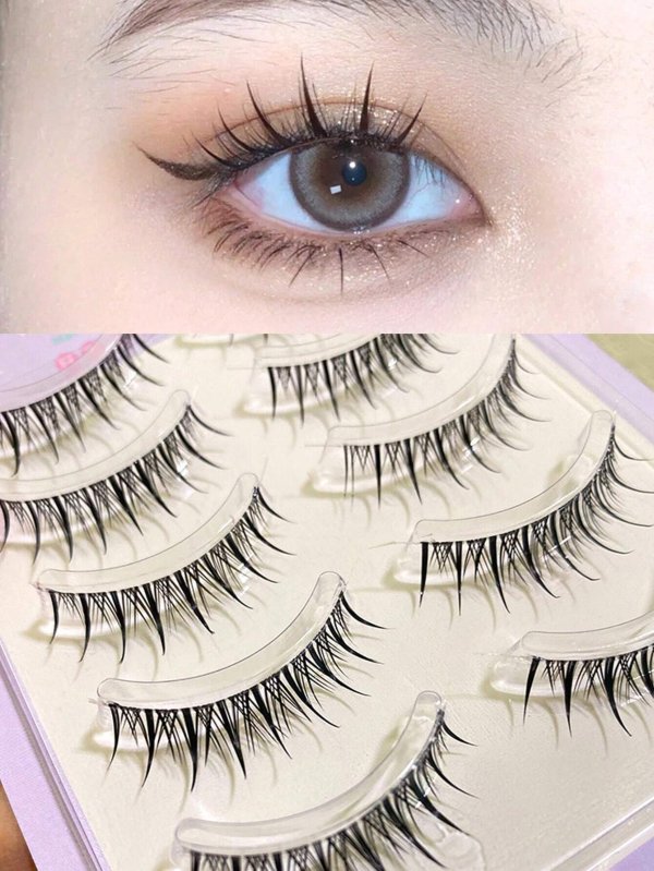 5 Pairs Manga False Eyelashes Transparent Stem Cross False Eyelashes Lashes  Extensions Manga Anime Makeup Beauty Cosmetic