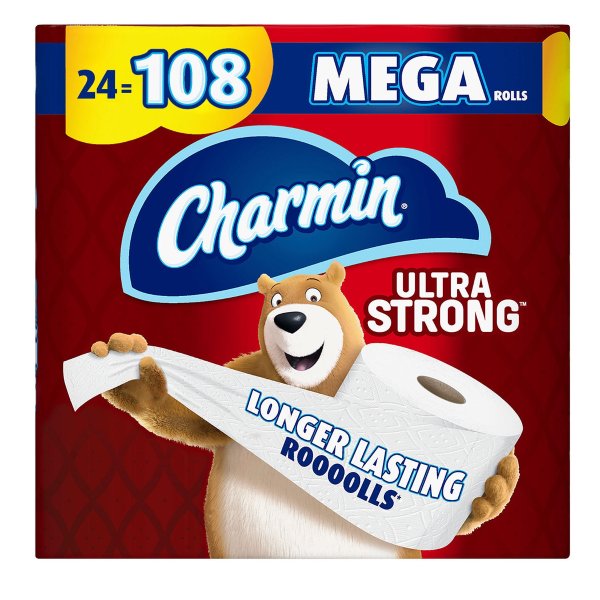 Ultra Strong Toilet Paper Bulk Mega Rolls, 308 sheets/roll, 24 rolls
