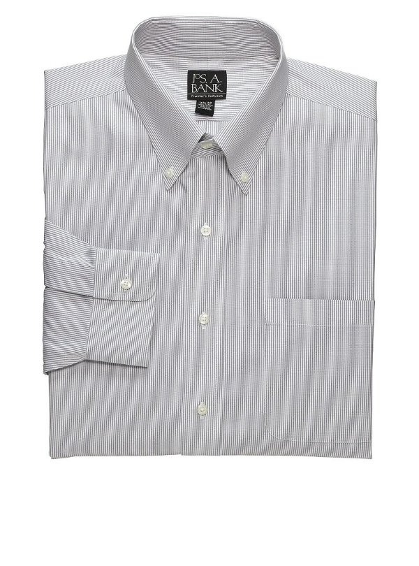 Traveler Collection Tailored Fit Button-Down Collar Stripe Dress Shirt