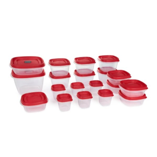 Easy Find Vented Lids Food Storage Containers, 38-Piece Set, Red