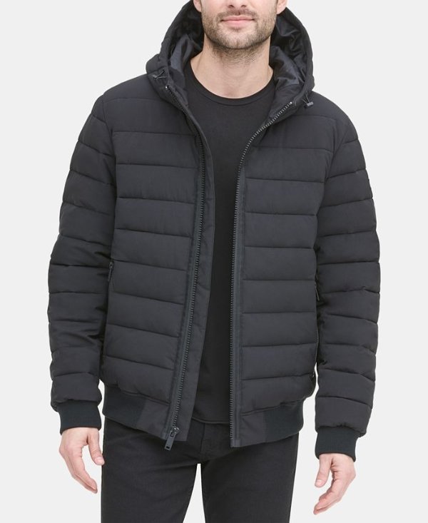 Men's Quilted Hooded Bomber Jacket