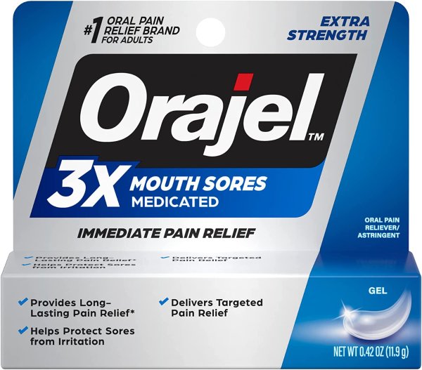 Orajel 3X for Mouth Sores: Maximum Strength Gel Tube 0.42oz
