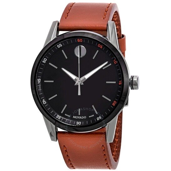 Museum Black Dial Cognac Leather Men's Watch 0607224