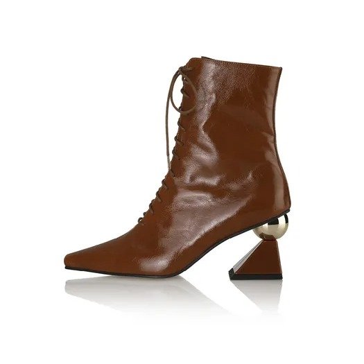 Gloria Lace-up Ankle Boots - Glossy Pecan