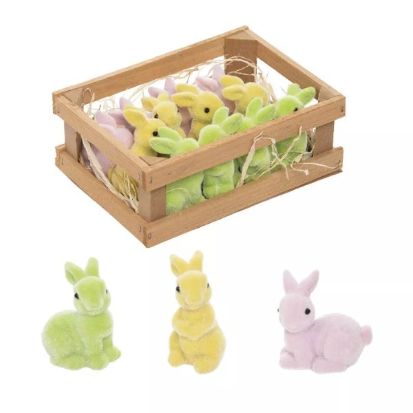 Gallerie II Pastel Bunnies in Crate Set of 12